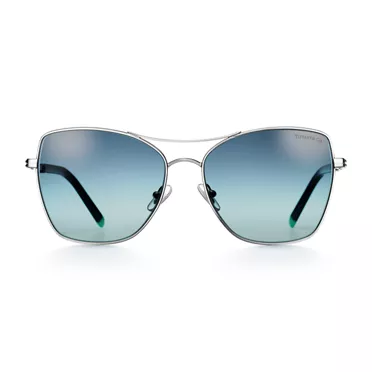 Diamond Point:Sunglasses in Silver-colored Metal with Gradient Tiffany Blue&reg; Lenses, 2