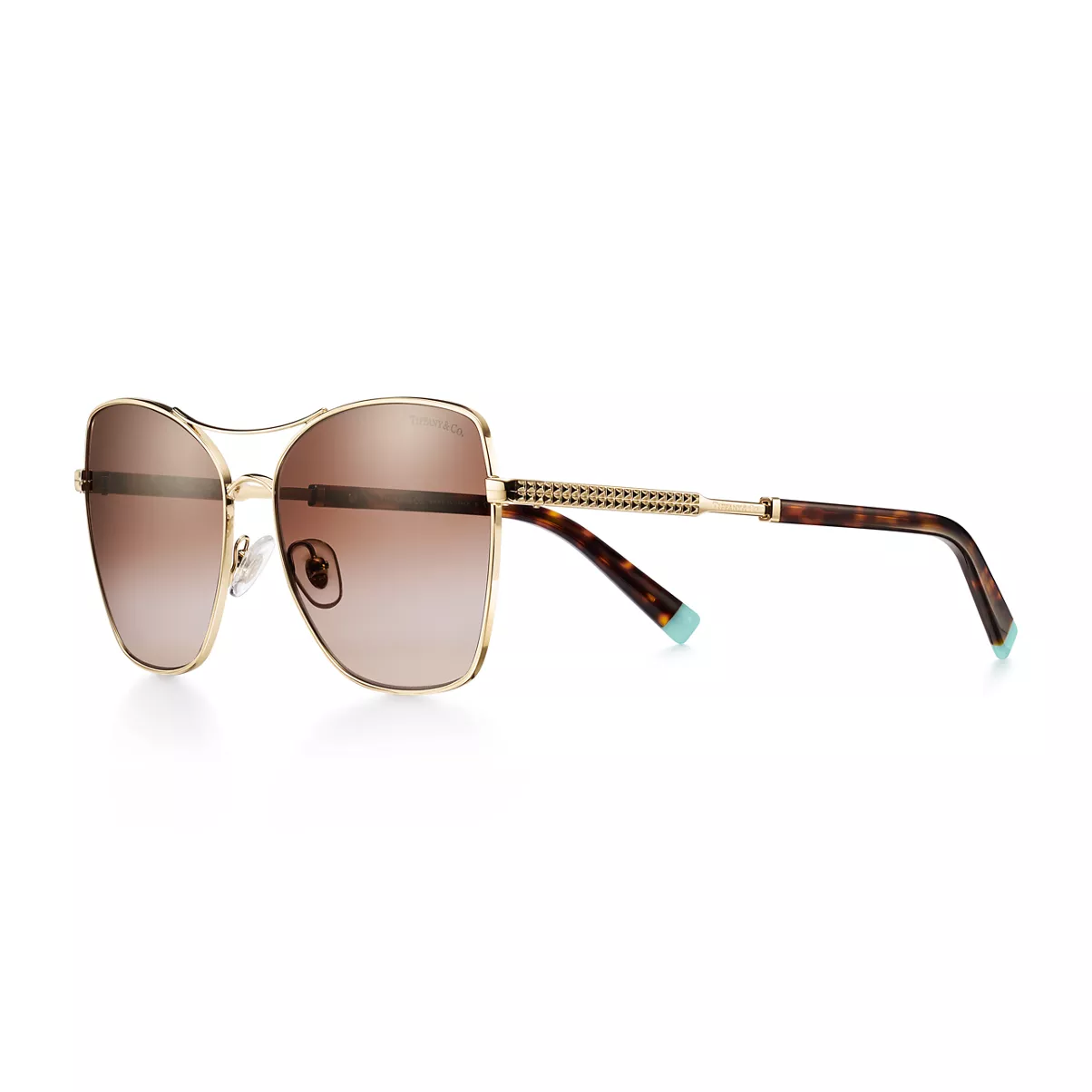 Sunglasses in Pale Gold-colored Metal with Gradient Brown Lenses