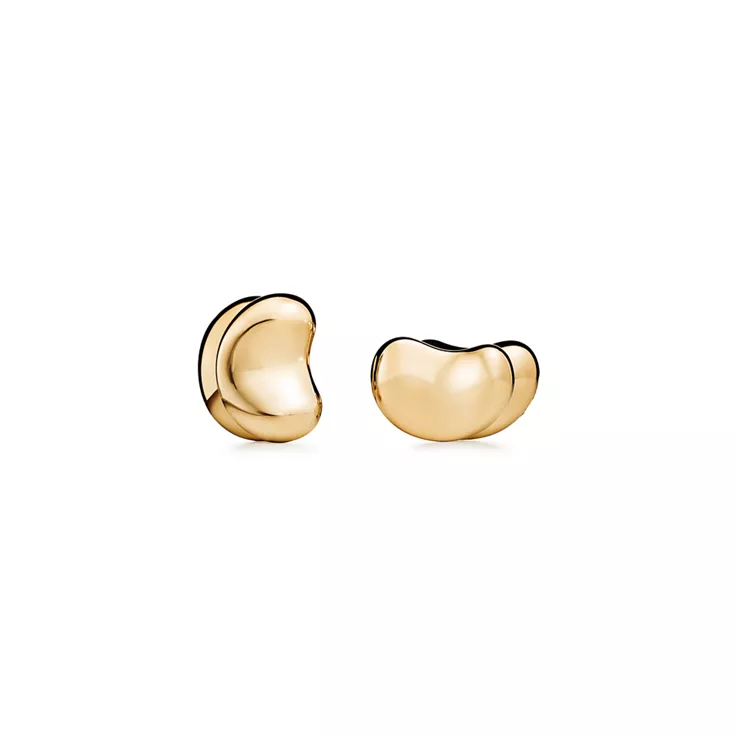 Elsa Peretti®: Bean® design Cuff Links in Yellow Gold with Pavé Diamonds, 15 mm, 2