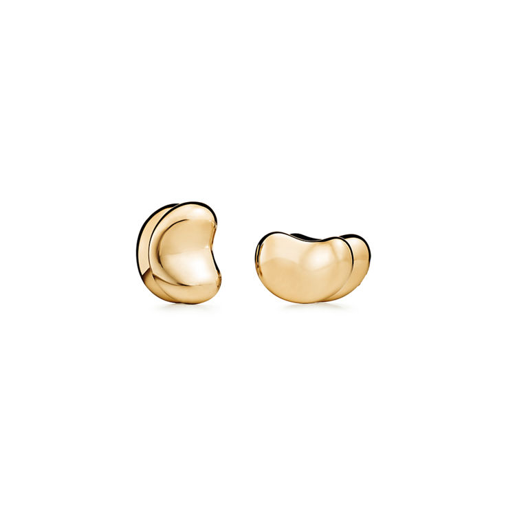 Elsa Peretti®: Bean® design Cuff Links in Yellow Gold with Pavé Diamonds, 15 mm image number 2