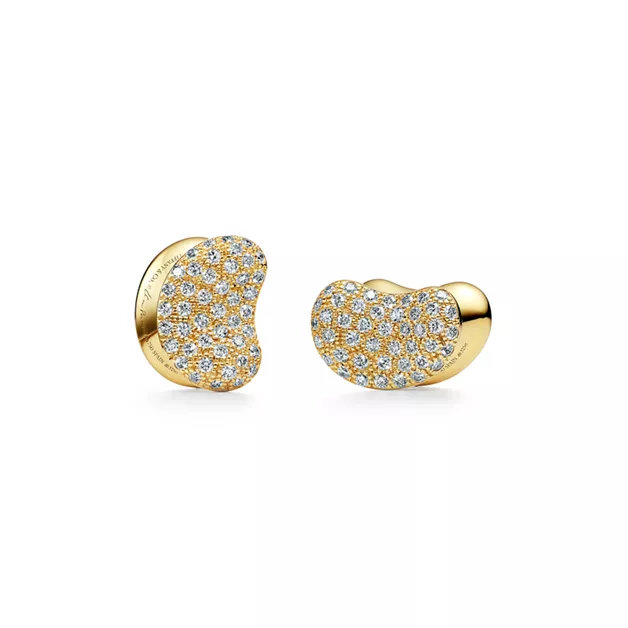 Elsa Peretti®: Bean® design Cuff Links in Yellow Gold with Pavé Diamonds, 15 mm image number 0