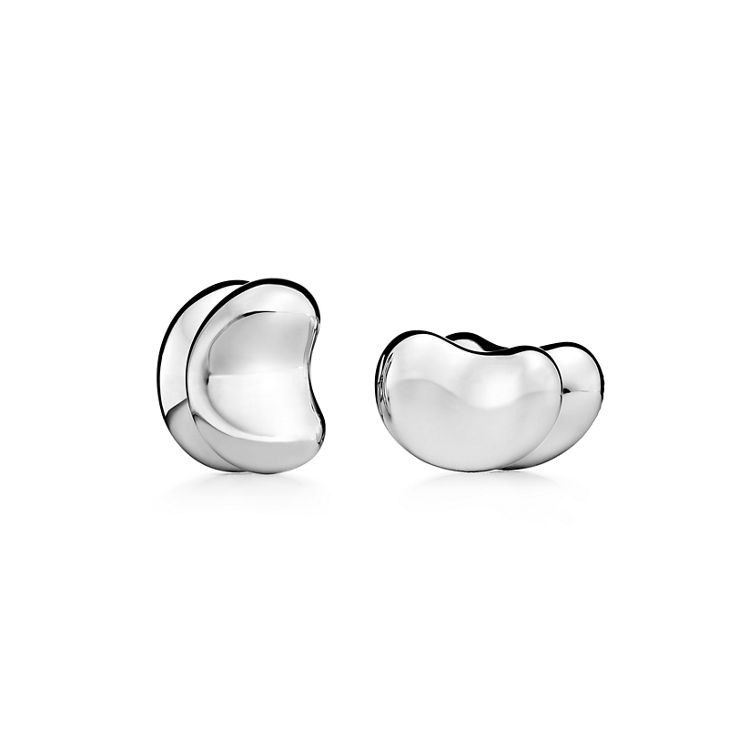 Elsa Peretti®:Bean® design Cuff Links in Platinum with Pavé Diamonds, 15 mm image number 2