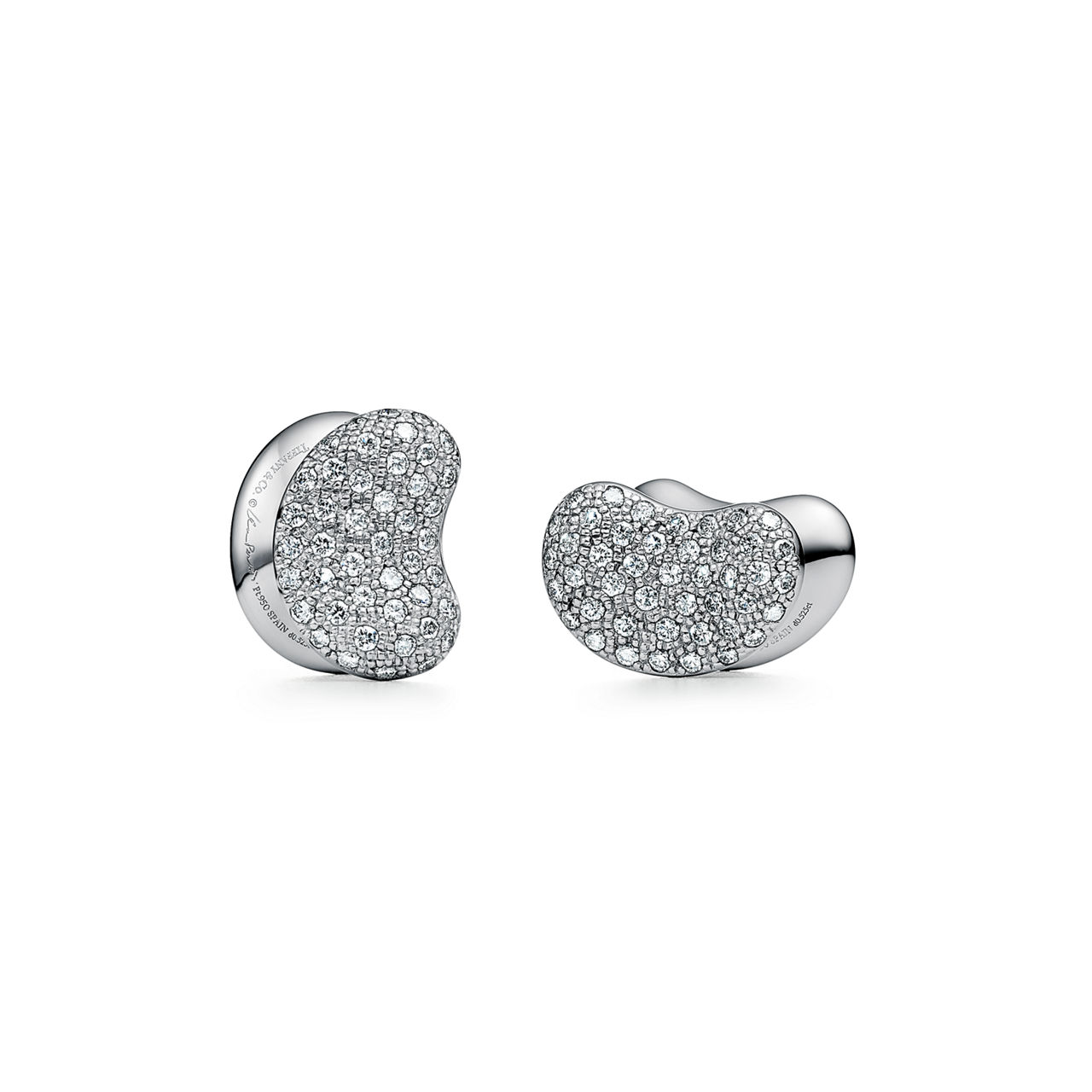 Bean® design Cuff Links in Platinum with Pavé Diamonds, 15 mm