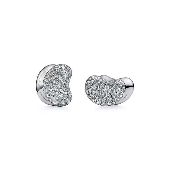Bean® design Cuff Links in Platinum with Pavé Diamonds, 15 mm