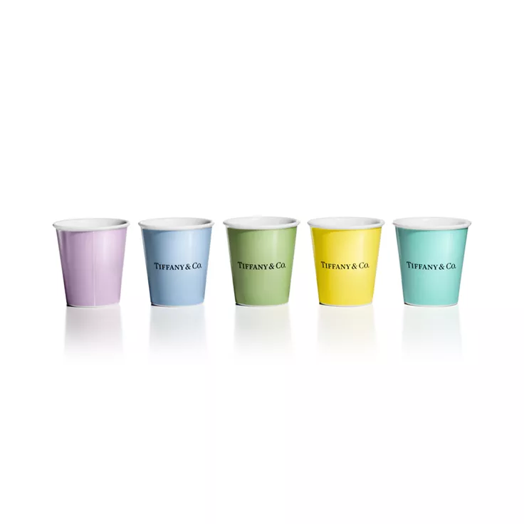 Tiffany Cups:Tiffany Coffee Cups in Bone China, Set of Five, 1