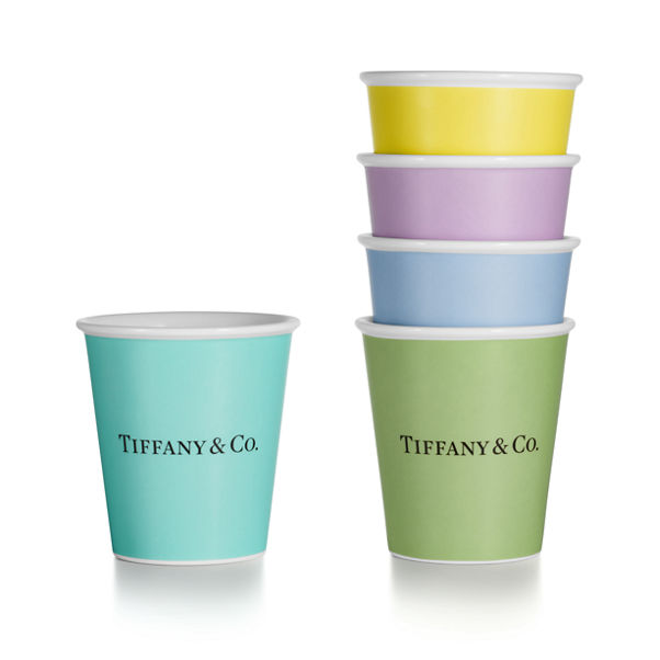 Tiffany Cups:Tiffany Coffee Cups in Bone China, Set of Five