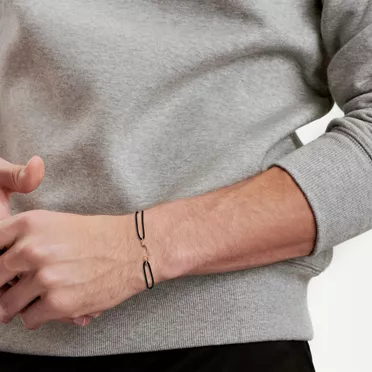 Tiffany T:Smile Bracelet in Rose Gold on a Black Cord, 3