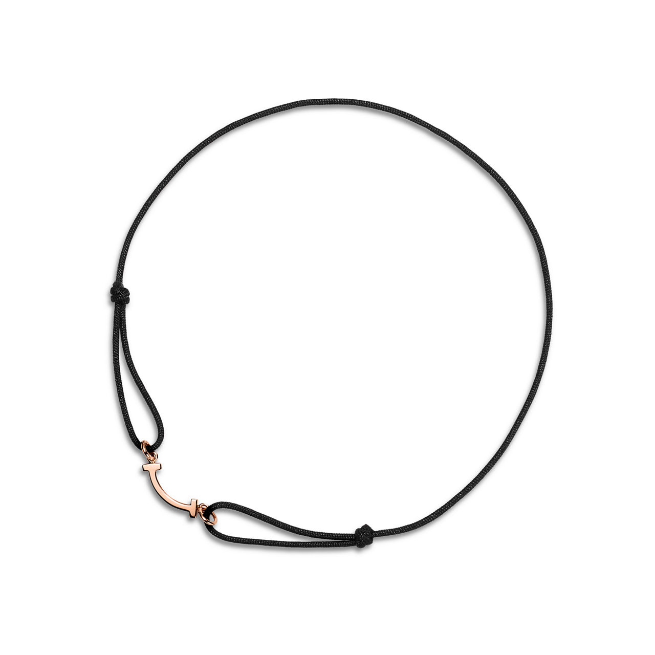 Collezione Tiffany T:Bracciale Smile in oro rosa su cordino nero numero immagine 0