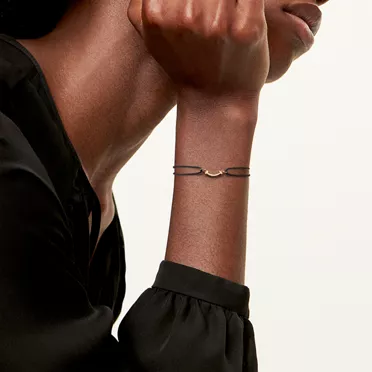 Tiffany T:Smile Bracelet in Rose Gold on a Black Cord, 2