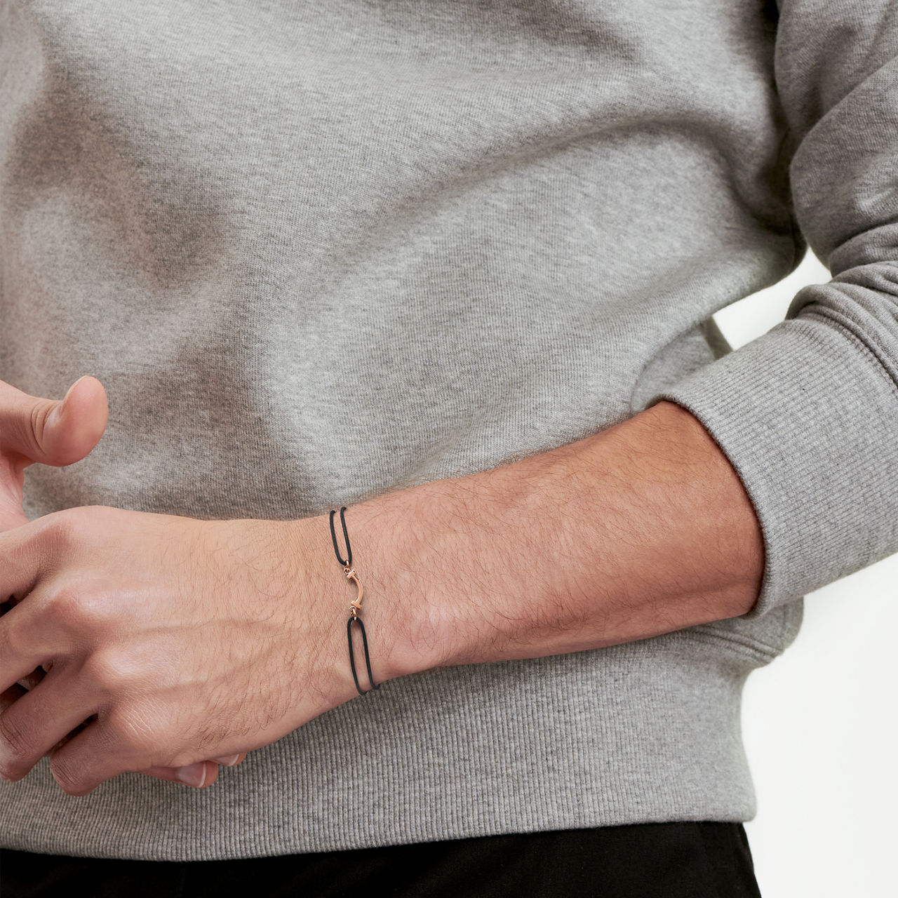Collezione Tiffany T:Bracciale Smile in oro rosa su cordino nero numero immagine 3