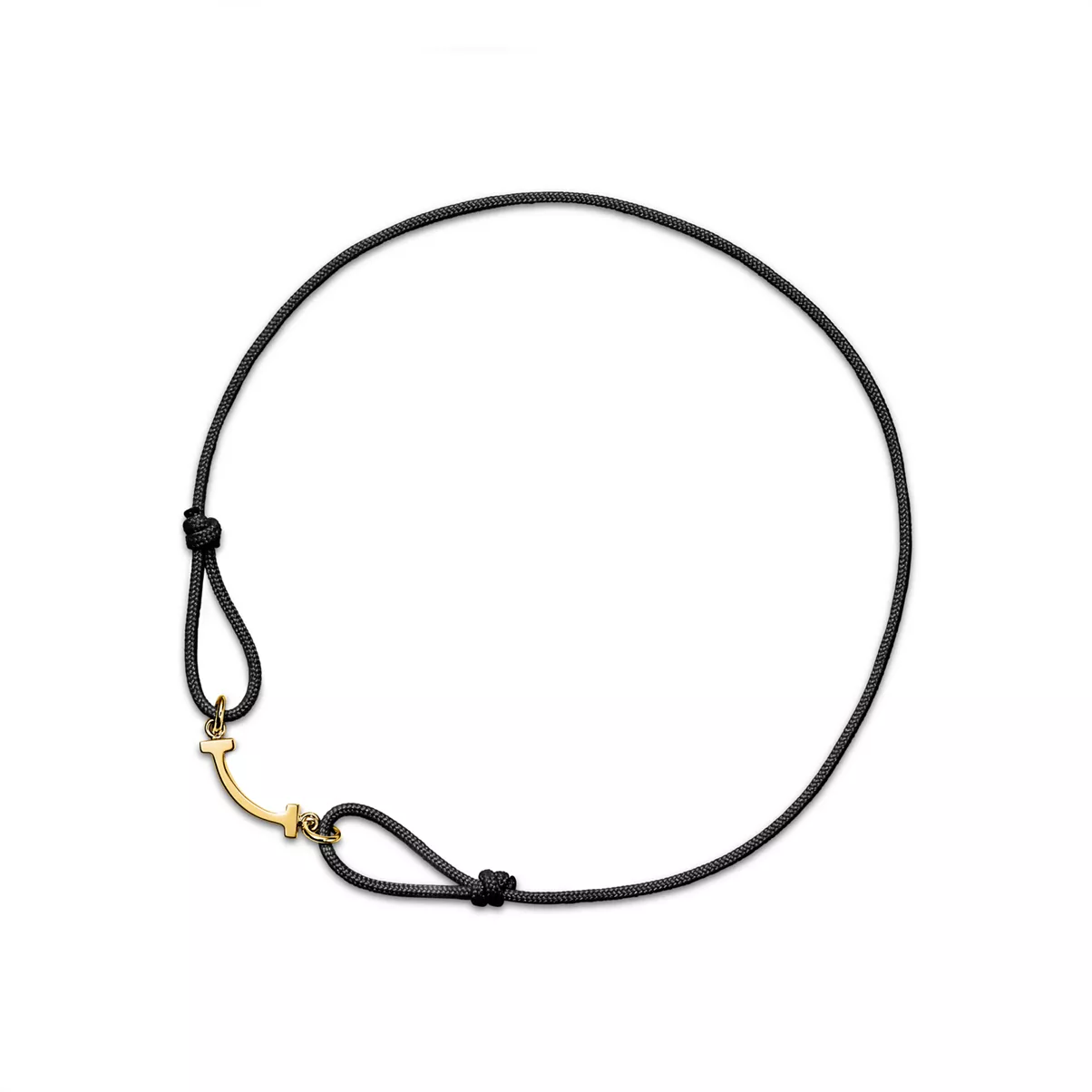Smile Bracelet in Yellow Gold on a Black Cord