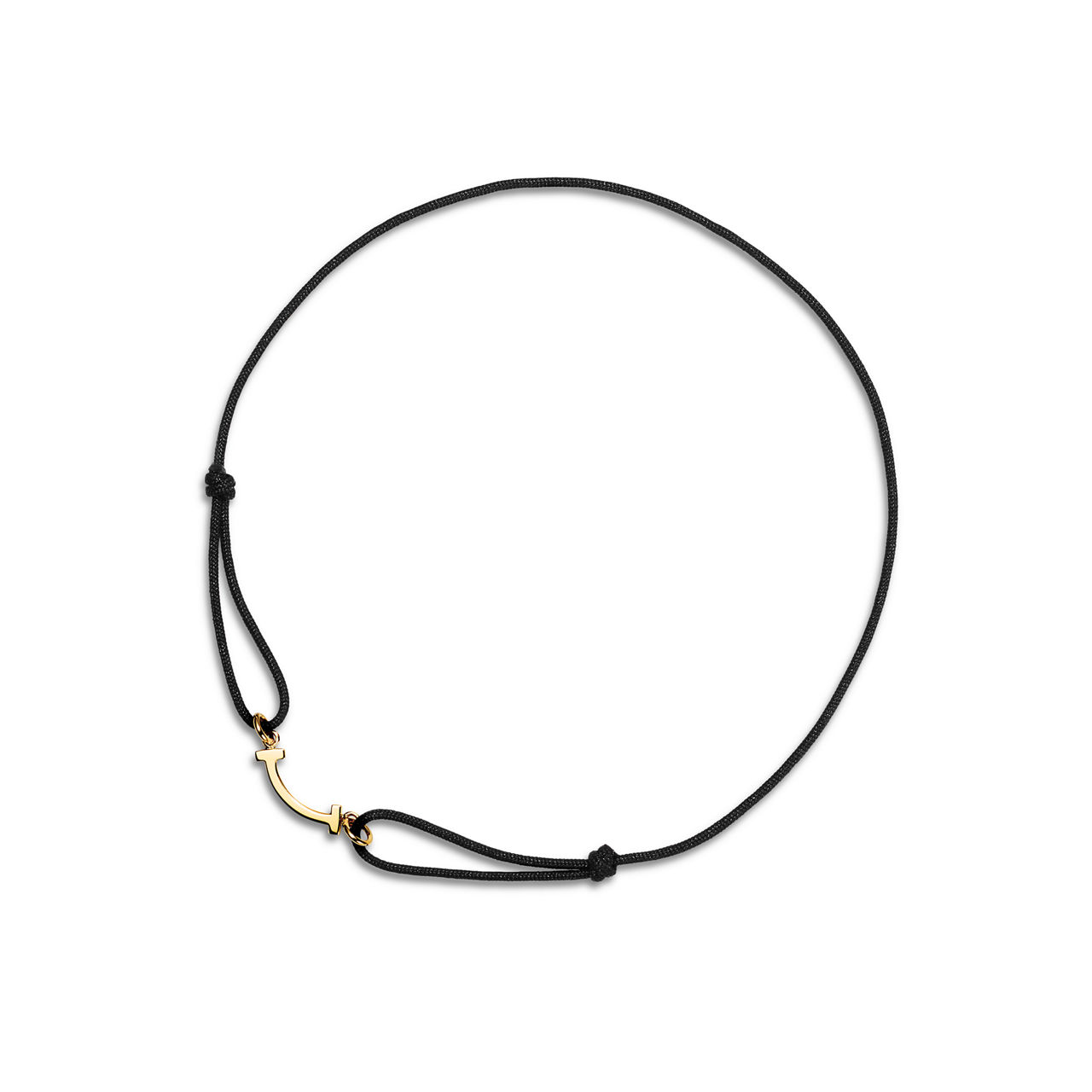 Bracciale Smile in oro giallo su cordino nero