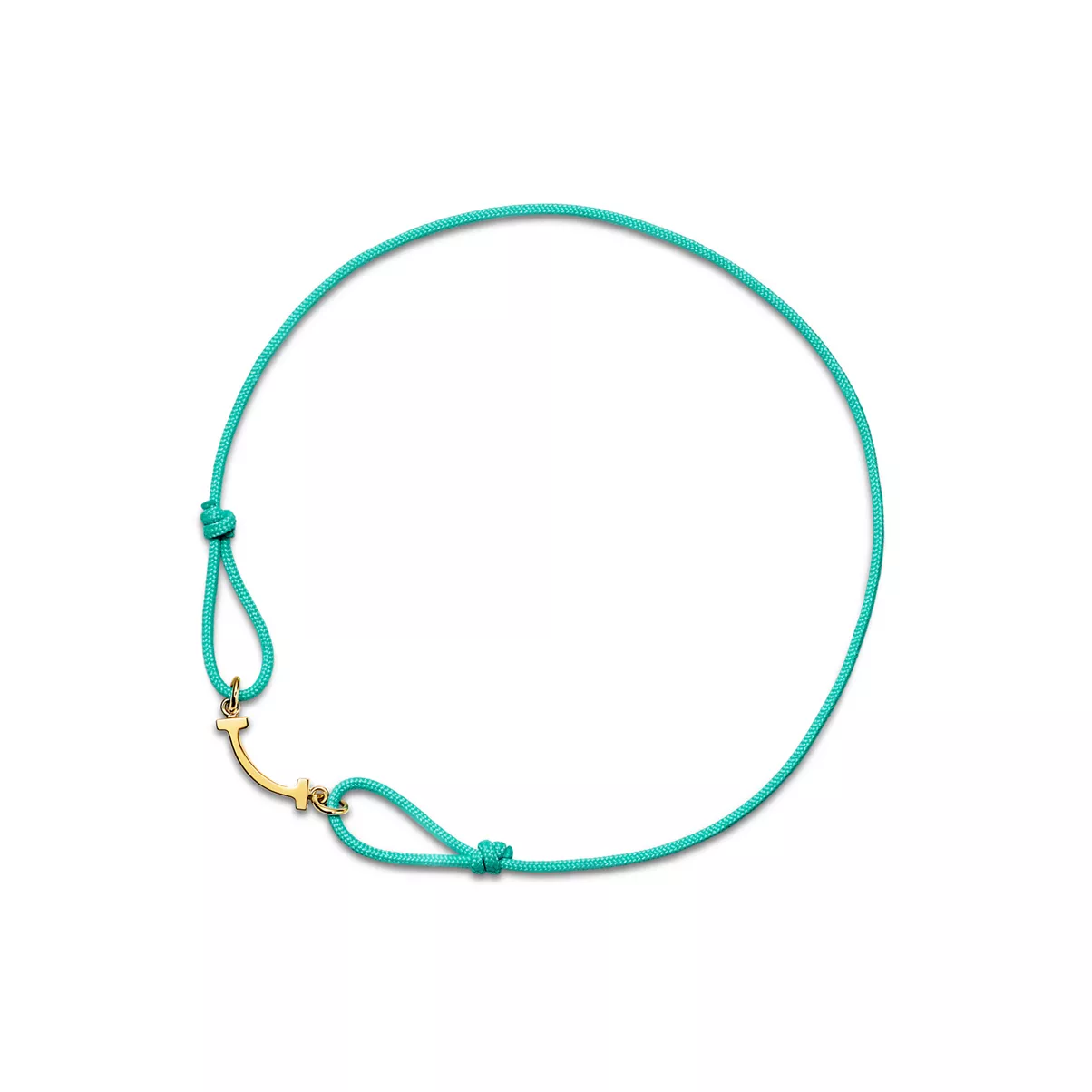 Smile Bracelet in Yellow Gold on a Blue Cord