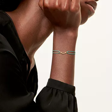 Tiffany T:Smile Bracelet in Yellow Gold on a Blue Cord, 2