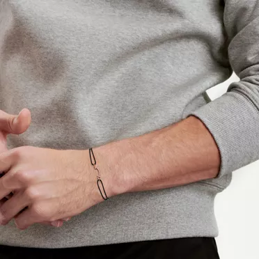 Tiffany T:Smile Bracelet in Rose Gold on a Black Cord with Diamonds, 2