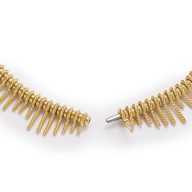 Schlumberger by Tiffany & Co.™:Fringe Necklace in Yellow Gold and Platinum image number 4