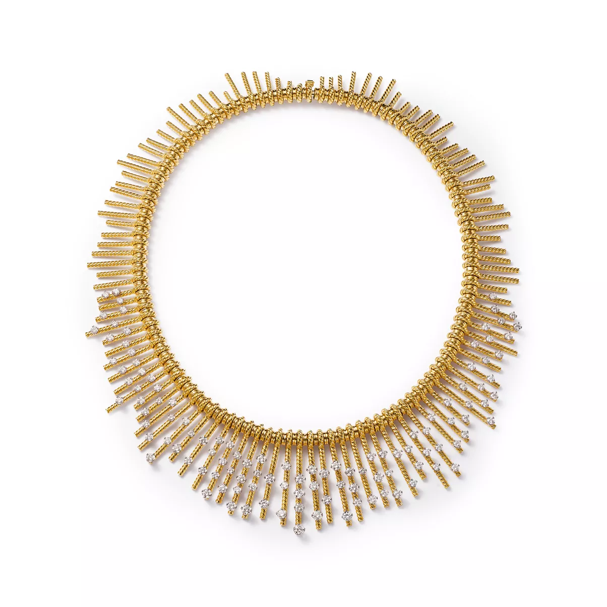 Fringe Necklace in Yellow Gold and Platinum