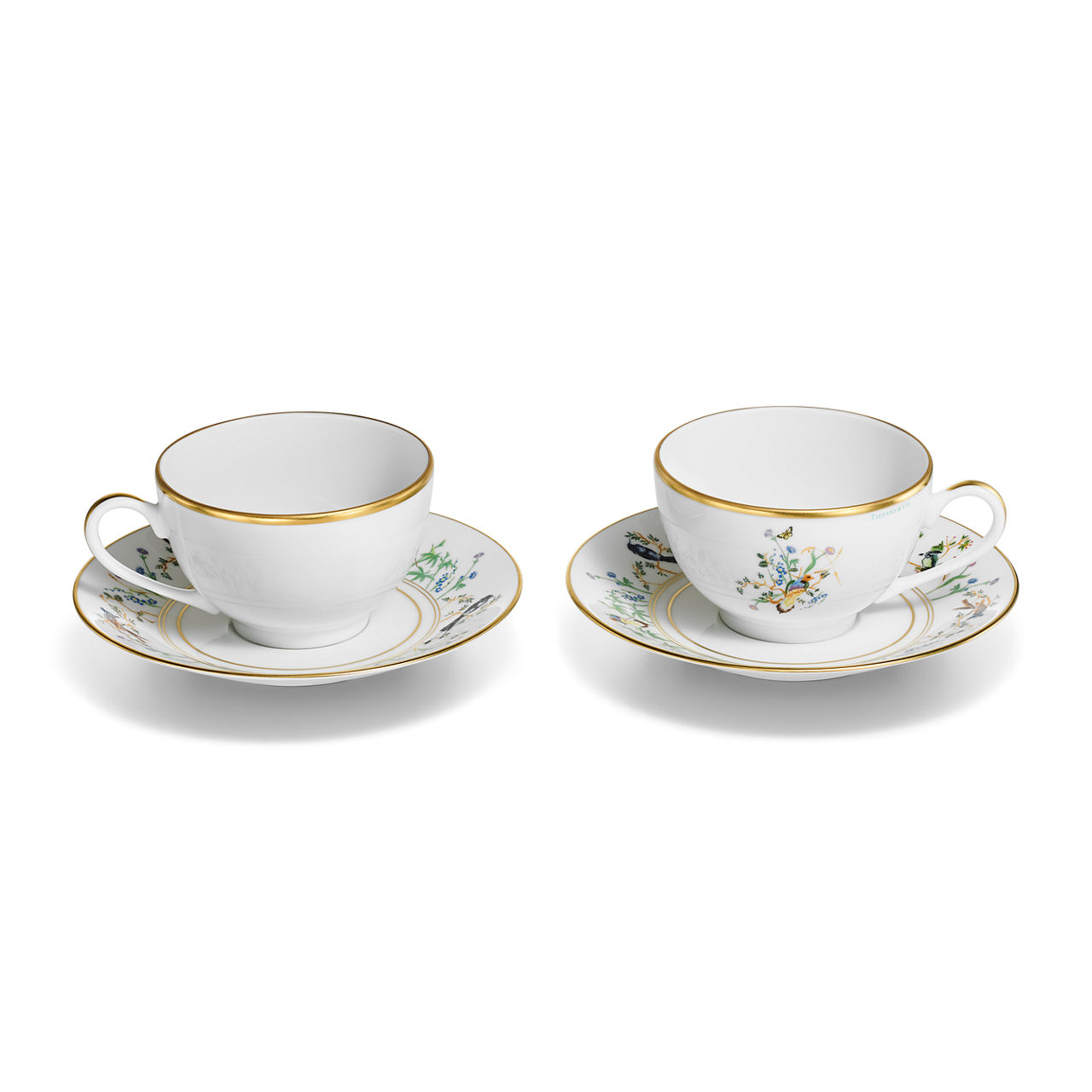 Teetasse und Untertasse aus Porzellan, 2er-Set