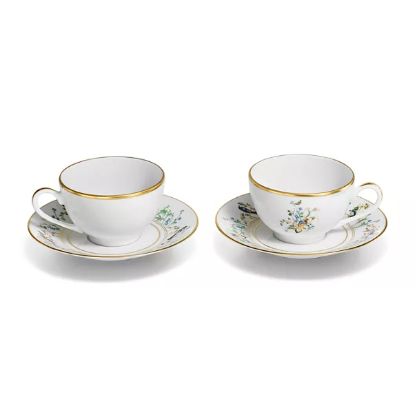 Teacup and Saucer in Porcelain, Set of Two