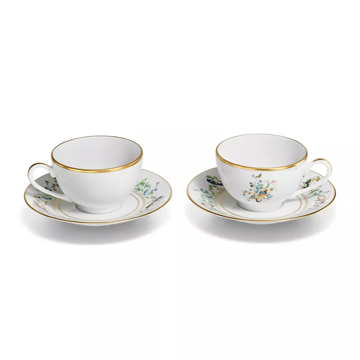 Tiffany Jardin:Teacup and Saucer in Porcelain, Set of Two, 1