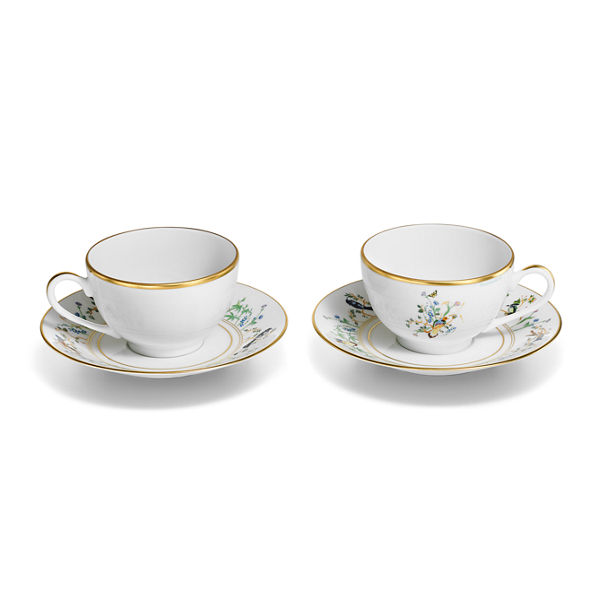 Tiffany Jardin:Teacup and Saucer in Porcelain, Set of Two