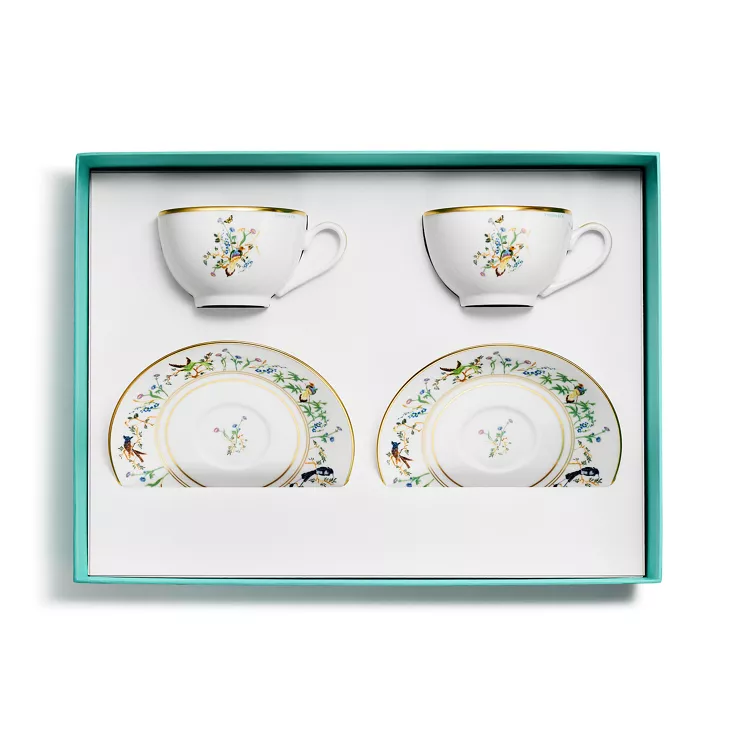 Tiffany Jardin:Teacup and Saucer in Porcelain, Set of Two, 2