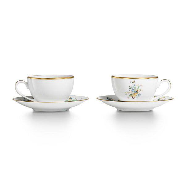 Tiffany Jardin:Teacup and Saucer in Porcelain, Set of Two