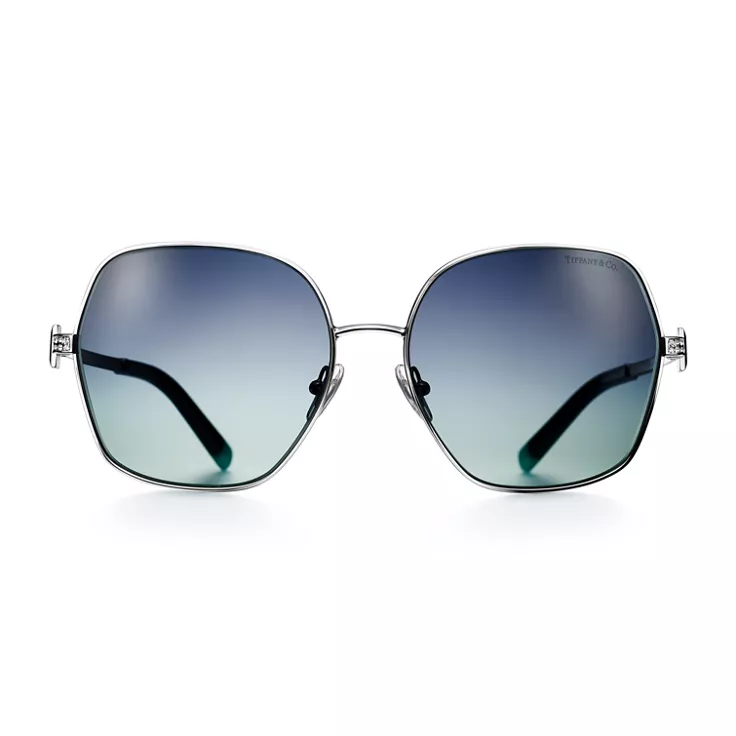 Tiffany T:Sunglasses in Silver-colored Metal with Gradient Tiffany Blue&reg; Lenses, 1