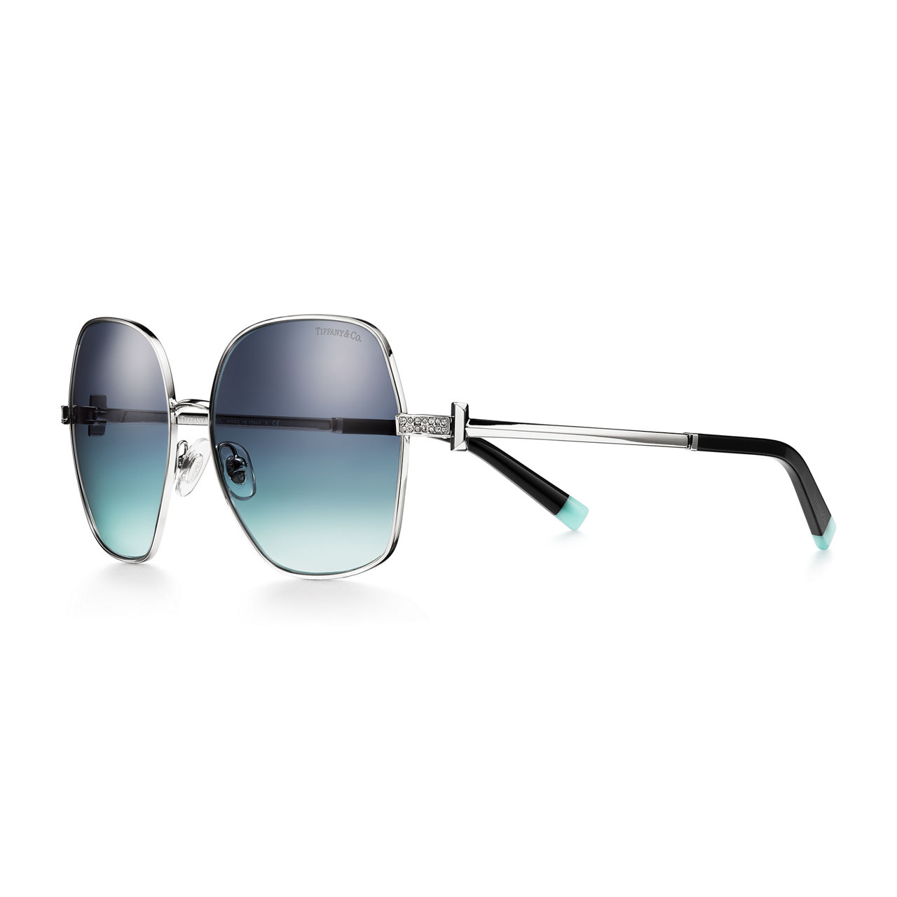 Tiffany T:Sunglasses in Silver-colored Metal with Gradient Tiffany