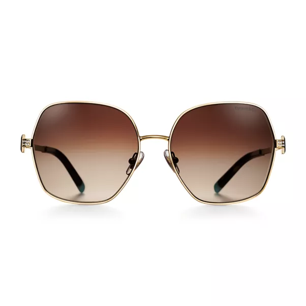 Sunglasses in Pale Gold-colored Metal with Gradient Brown Lenses