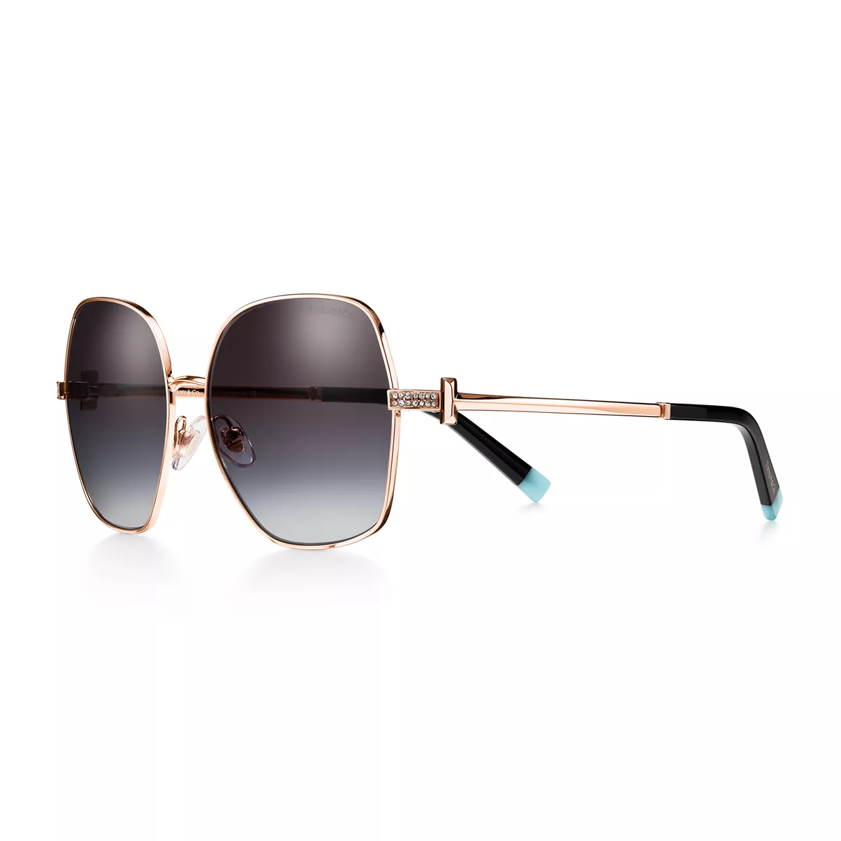 Sunglasses in Pale Gold-colored Metal with Gradient Gray Lenses