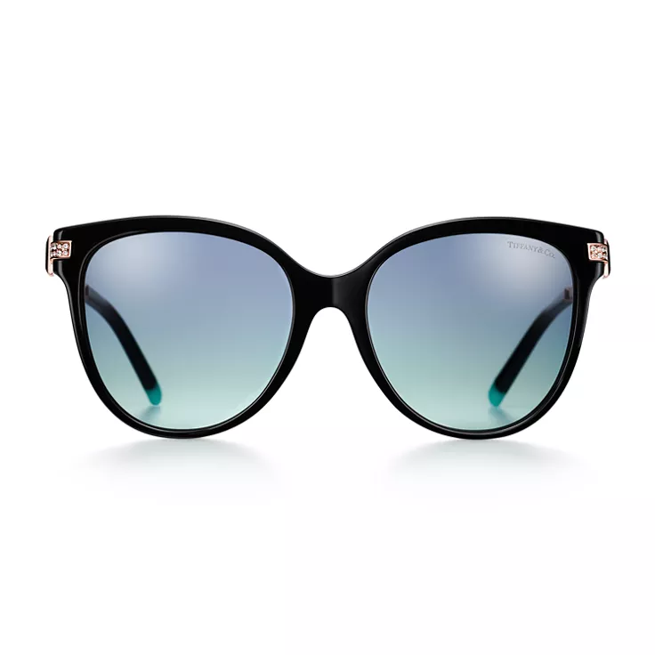 Tiffany T:Sunglasses in Black Acetate with Gradient Tiffany Blue&reg; Lenses, 1