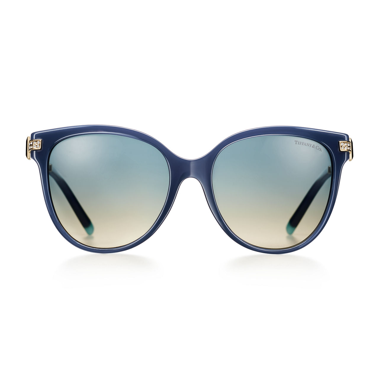 Gafas de sol en acetato azul ópalo con cristales en azul degradado