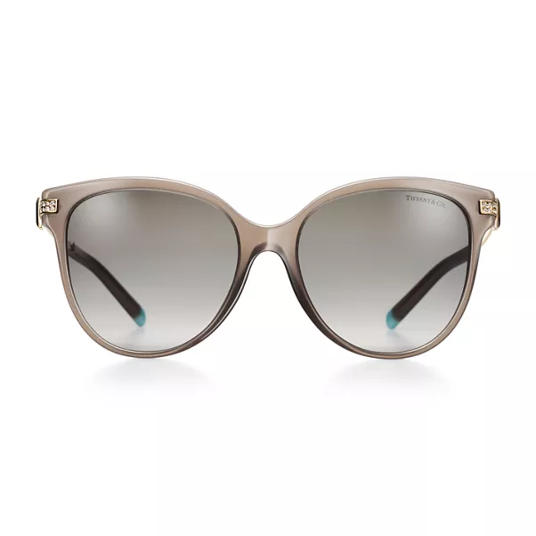 Lunettes de soleil en acétate taupe opale et verres dégradés gris