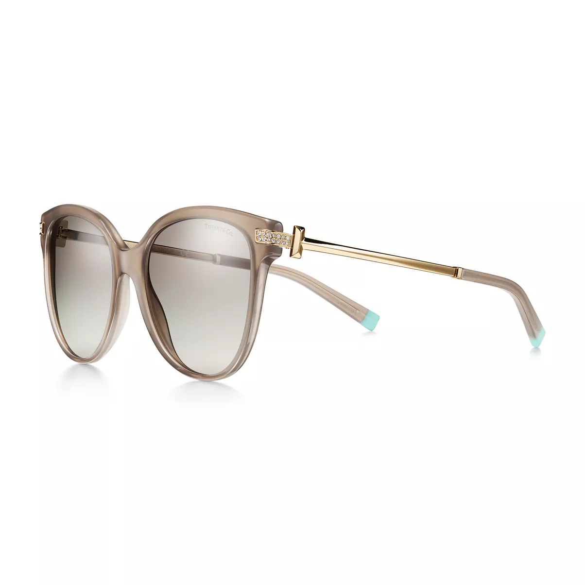 Lunettes de soleil en ac&eacute;tate taupe opale et verres d&eacute;grad&eacute;s gris