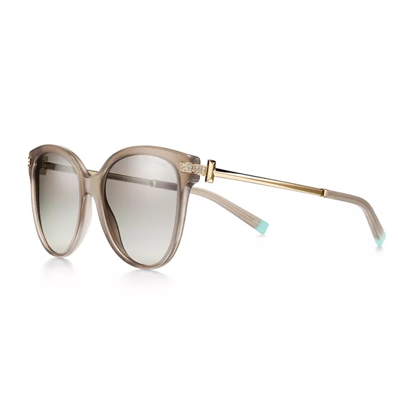 Lunettes de soleil en acétate taupe opale et verres dégradés gris