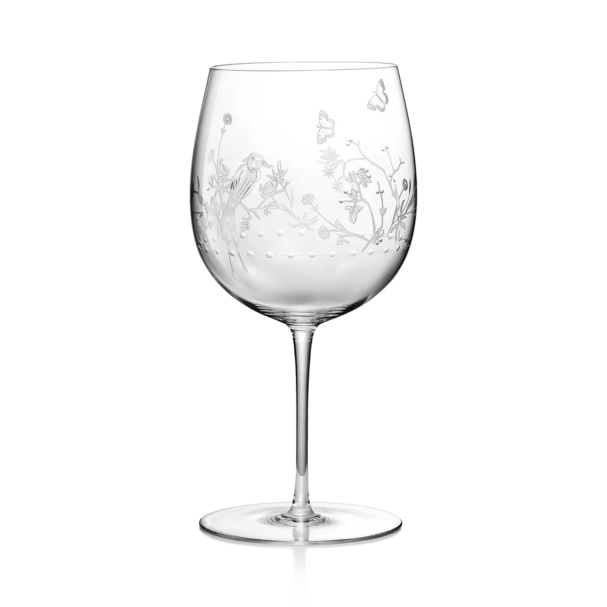 Red Wine Glass in Hand-etched Glass