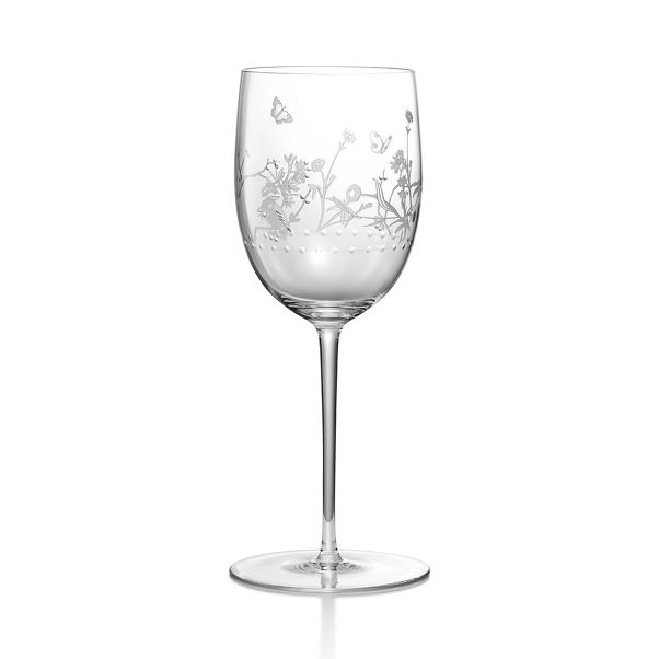 Tiffany Jardin:White Wine Glass in Hand-etched Glass