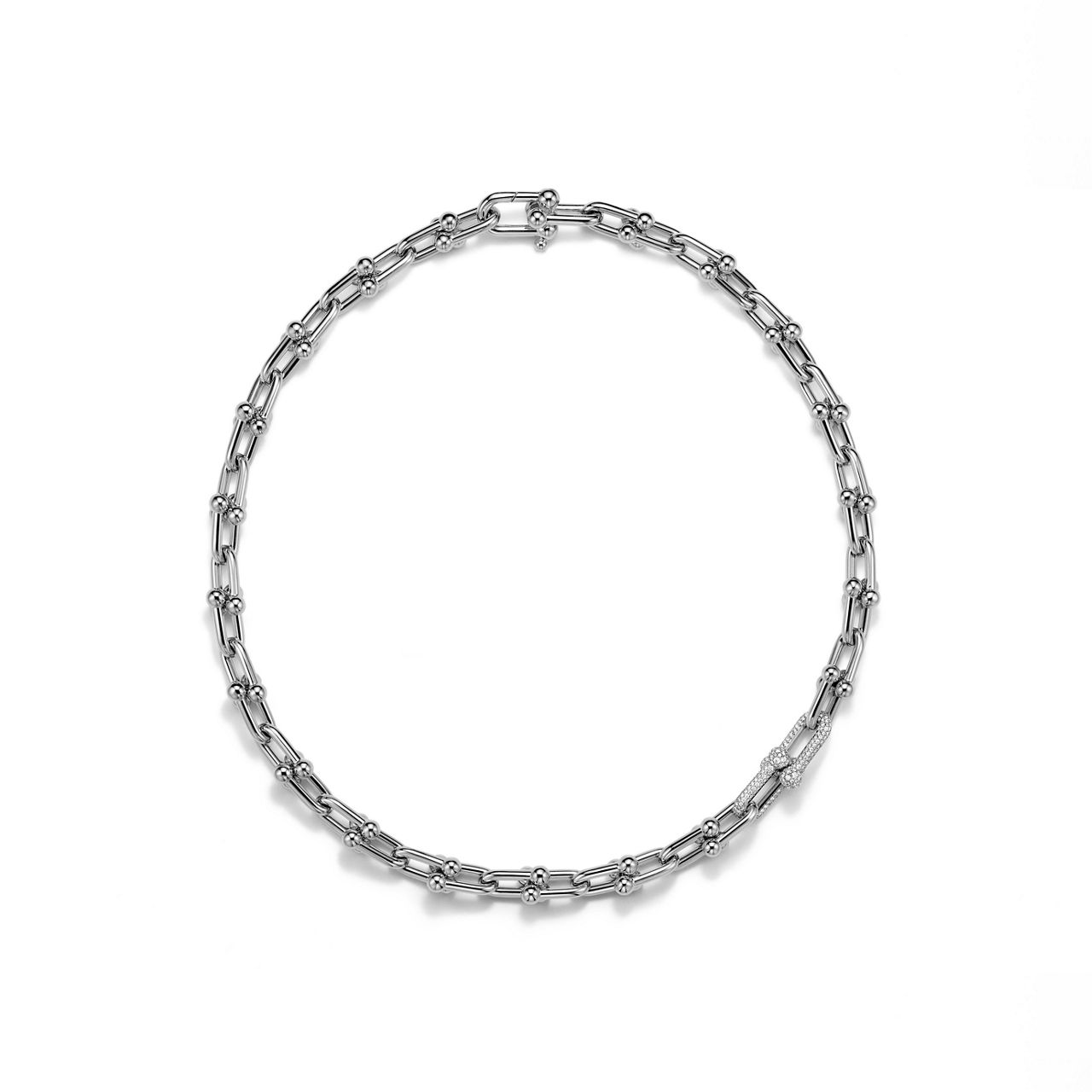 Tiffany HardWear:Medium Link Necklace in White Gold with Diamonds image number 2