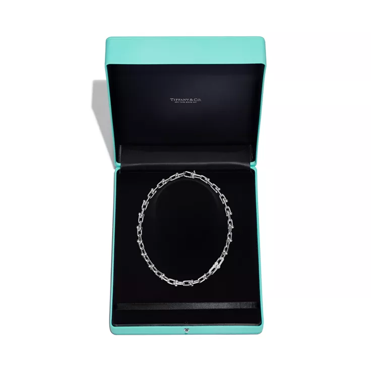 Tiffany HardWear:Medium Link Necklace in White Gold with Diamonds, 4