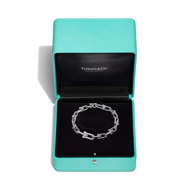 Tiffany HardWear:Medium Link Bracelet in White Gold with Diamonds, 5