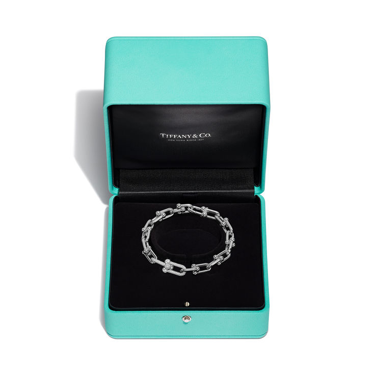 Tiffany HardWear:Medium Link Bracelet in White Gold with Diamonds image number 5