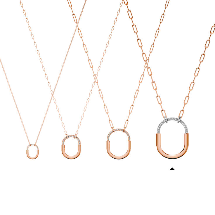 Tiffany Lock:Pendant in Rose and White Gold with Diamonds, Extra Large image number 5