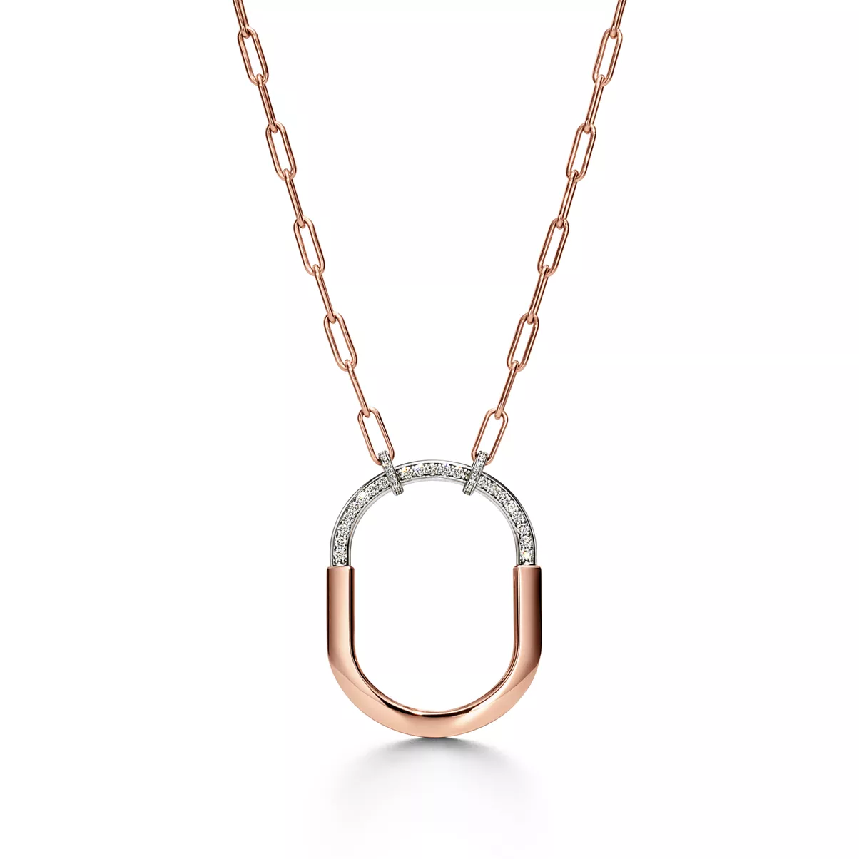 Pendant in Rose and White Gold with Diamonds, Extra Large