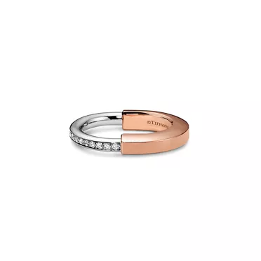 Tiffany Lock:Ring in Rose and White Gold with Diamonds, 3