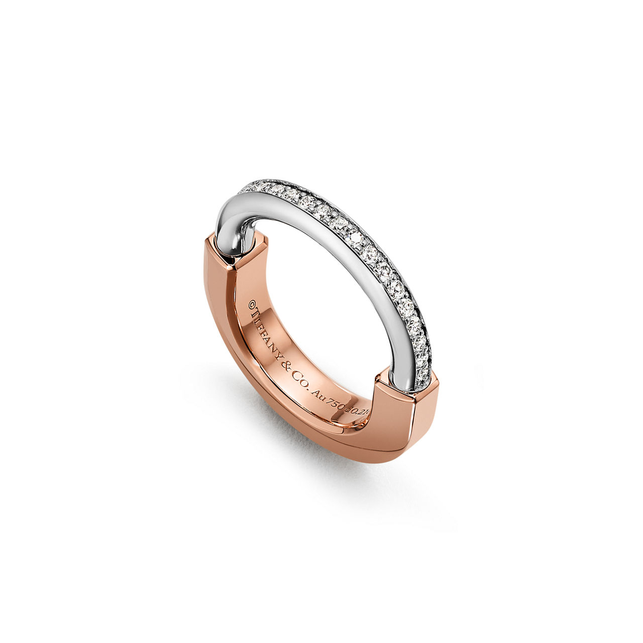 Tiffany Lock:Bague en or 18 carats rose et blanc avec diamants numéro dimage {1}