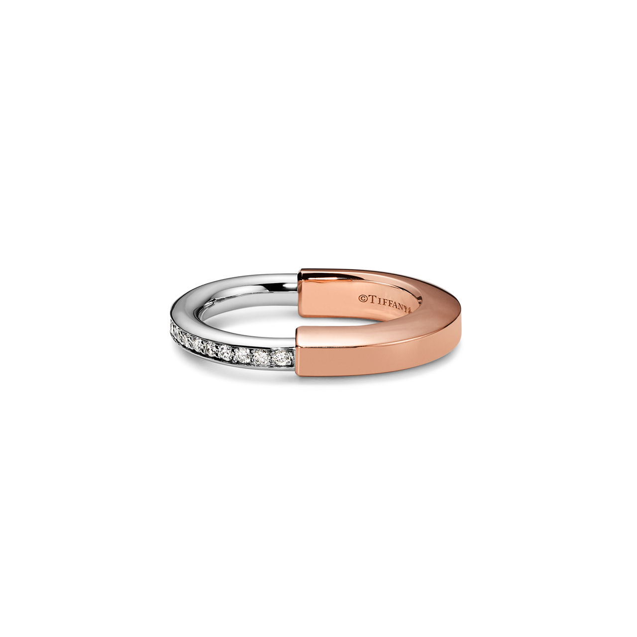 Tiffany Lock:Bague en or 18 carats rose et blanc avec diamants numéro dimage {1}