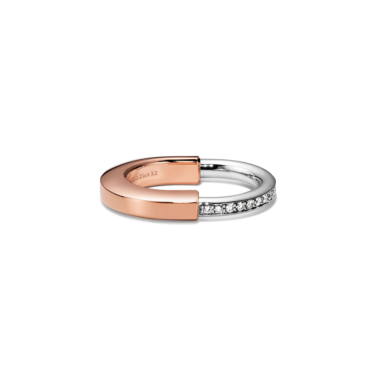 Tiffany Lock:Bague en or 18 carats rose et blanc avec diamants numéro dimage {1}