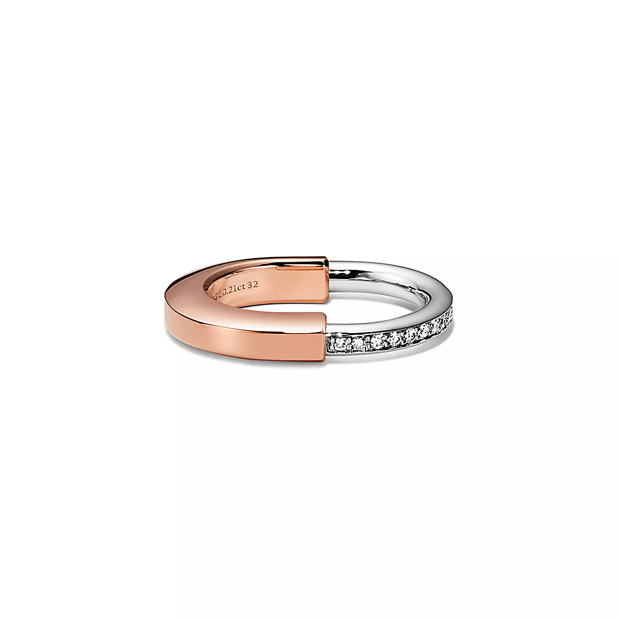 Tiffany Lock Ring 18K 로즈 골드 및 화이트 골드 다이아몬드