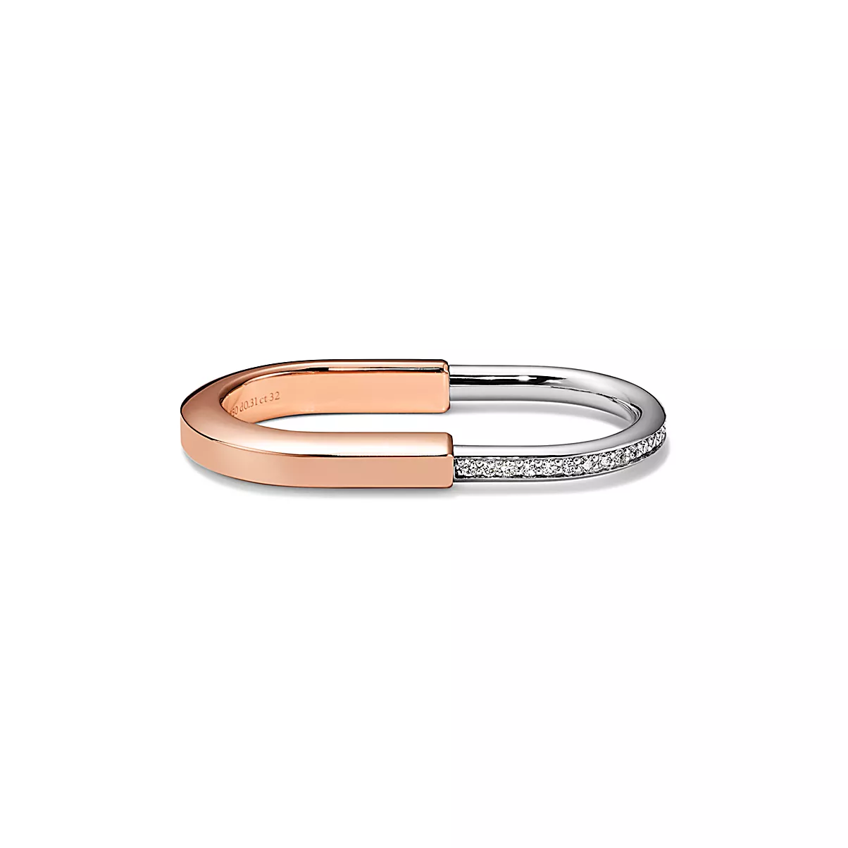 Tiffany Lock Ring 18K 로즈 골드 및 화이트 골드 다이아몬드